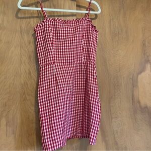 Reformation Red Gingham Linen Mini Dress